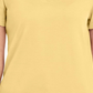 Camiseta feminina Karen Scott de algodão com gola recortada, amarela, tamanho pequeno