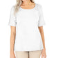 Blusa de crochê de algodão feminina Karen Scott, branca, tamanho pequeno