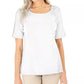 Blusa feminina Karen Scott de algodão com crochê frontal, branca, tamanho X-S