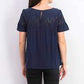 Top de algodão com ilhós e jugo feminino Style &amp; Co, azul-marinho, tamanho grande