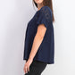 Top de algodão com ilhós e jugo feminino Style &amp; Co, azul-marinho, tamanho grande