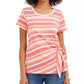 Blusa listrada com amarração lateral Style &amp; Co feminina rosa brilhante tamanho médio