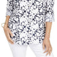 Blusa feminina Charter Club com estampa de mangas dobradas, azul, tamanho médio