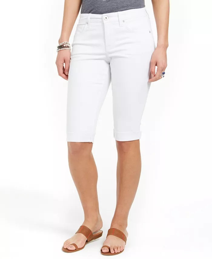 Shorts jeans skinny com punho feminino Style &amp; Co, branco, tamanho 6