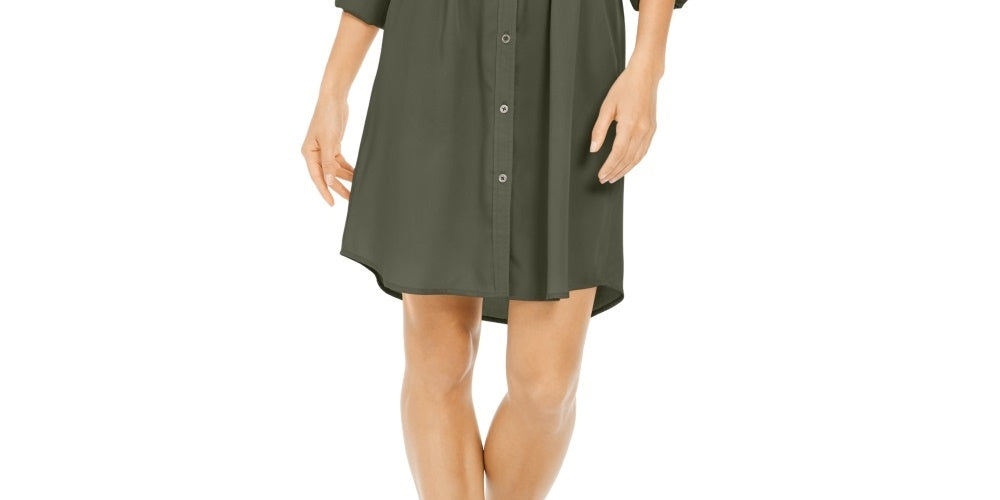 Vestido-camisa utilitário feminino estilo &amp; co, verde, tamanho GG