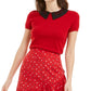 Blusa feminina Maison Jules com gola contrastante e renda, tamanho XS