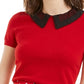 Blusa feminina Maison Jules com gola contrastante e renda, tamanho XS