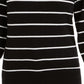 Suéter listrado feminino Maison Jules com manga bufante, preto, tamanho pequeno
