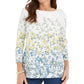Charter Club Blusa feminina com estampa floral e decote canoa, branca, tamanho médio