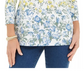 Charter Club Blusa feminina com estampa floral e decote canoa, branca, tamanho médio
