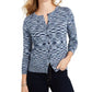 Cardigan feminino com botões tingidos no espaço, azul, tamanho médio