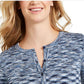 Cardigan feminino com botões tingidos no espaço, azul, tamanho médio