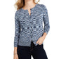 Cardigan feminino com botões tingidos no espaço, azul, tamanho extragrande, da Charter Club