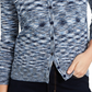 Cardigan feminino com botões tingidos em espaço, azul, tamanho XX-G