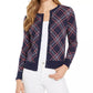 Cardigan xadrez feminino Charter Club, azul, tamanho grande