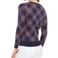 Cardigan xadrez feminino Charter Club, azul, tamanho grande