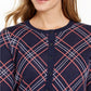 Cardigan xadrez feminino Charter Club, azul, tamanho grande