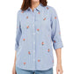 Camisa feminina estampada Charter Club, branca, tamanho pequeno