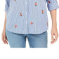 Camisa feminina estampada Charter Club, branca, tamanho pequeno