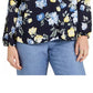 Blusa feminina de georgette com estampa floral Charter Club, amarela, tamanho extra grande