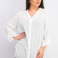 Blusa feminina Charter Club com mangas compridas e amarradas, branca, tamanho grande