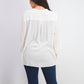 Blusa feminina Charter Club com mangas compridas e amarradas, branca, tamanho grande