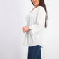 Blusa feminina Charter Club com mangas compridas e amarradas, branca, tamanho grande