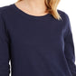Charter Club Blusa de algodão com aparência em camadas feminina, azul, tamanho XX-G