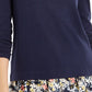 Charter Club Blusa de algodão com aparência em camadas feminina, azul, tamanho XX-G