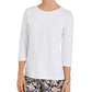 Blusa estampada feminina Charter Club manga 3/4 branca tamanho XX-G