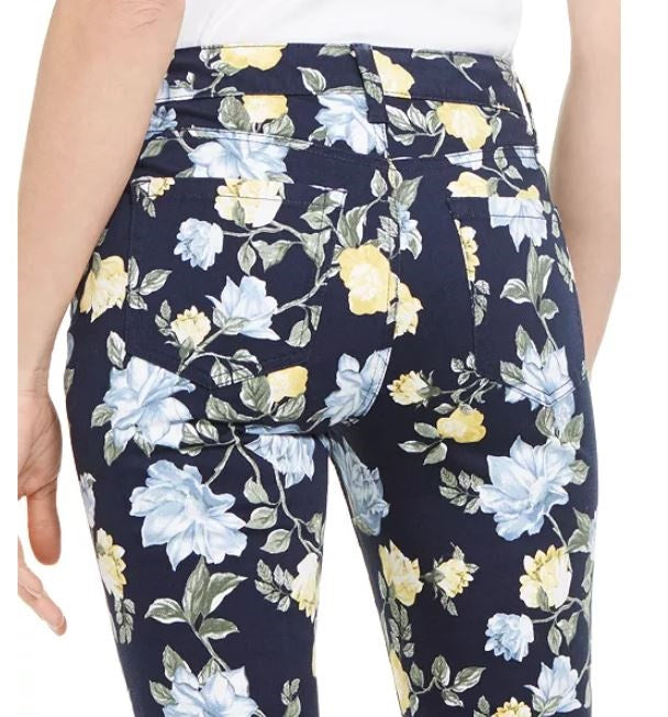 Calça jeans feminina Charter Club Floral Lexington com perna reta, azul, tamanho 6