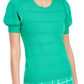 Suéter feminino Maison Jules com mangas bufantes verde-escuro, tamanho grande