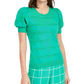 Camiseta feminina gola redonda e pouf verde Maison Jules, verde escuro, tamanho X-S