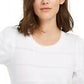 Suéter feminino Maison Jules com manga bufante, branco, tamanho grande