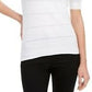 Suéter feminino Maison Jules com manga bufante, branco, tamanho grande