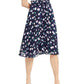Saia midi plissada floral azul marinho Maison Jules feminina, tamanho pequeno