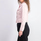 Jaqueta jeans feminina Maison Jules com manga bufante rosa, tamanho extragrande