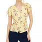 Blusa feminina Maison Jules com estampa floral e mangas divididas, azul-marinho, tamanho extragrande