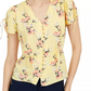 Blusa feminina Maison Jules com estampa floral e mangas divididas, azul-marinho, tamanho extragrande