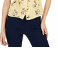 Blusa feminina Maison Jules com estampa floral e mangas divididas, azul-marinho, tamanho extragrande