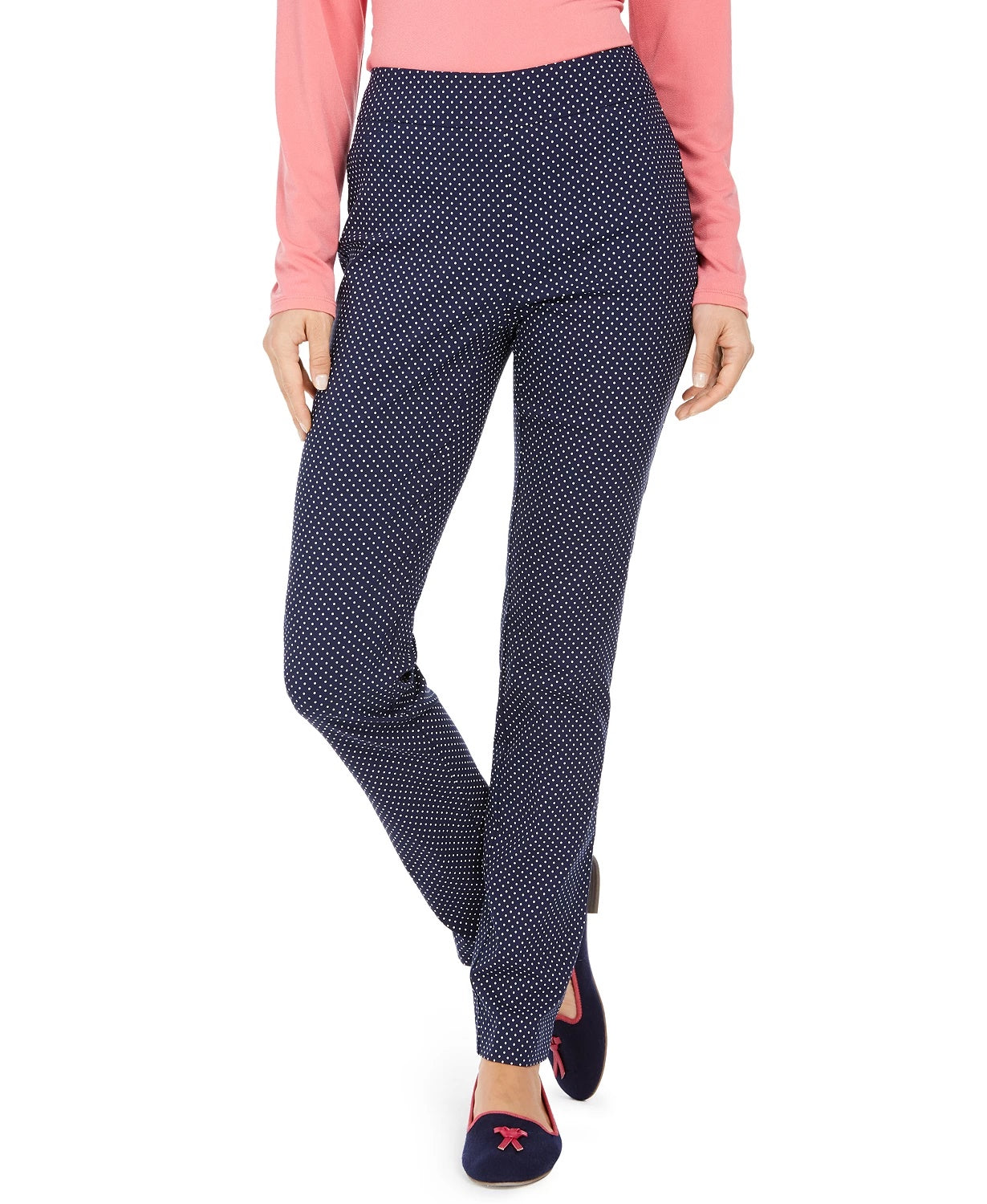 Calça feminina com estampa de bolinhas Charter Club, azul, tamanho 4