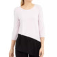Blusa feminina Alfani Colorblock assimétrica roxa tamanho grande