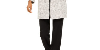 Jaqueta feminina Alfani com jacquard aberto na frente, cinza, tamanho pequeno grande