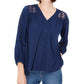 Top de crochê feminino com renda nas costas, estilo &amp; co, azul-marinho, tamanho XX-G