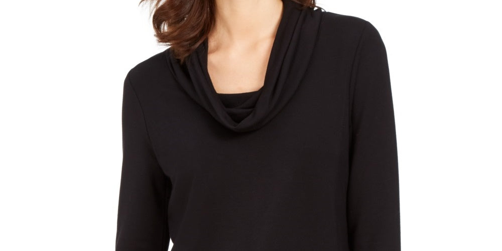 Charter Club Blusa Feminina Gola Alta Preta Tamanho XS