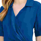 Blusa feminina Alfani com gola drapeada na frente, azul, tamanho pequeno e pequeno