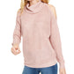 Suéter feminino de gola alta com recorte de lantejoulas da INC International Concepts, rosa, tamanho pequeno