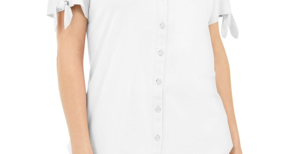 Karen Scott Blusa Feminina com Botões Frontais Branca Tamanho Médio