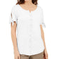Karen Scott Blusa Feminina com Botões Frontais Branca Tamanho P