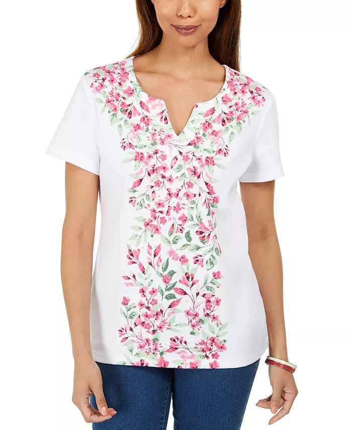 Blusa feminina Karen Scott com estampa floral rosa tamanho pequeno pequeno